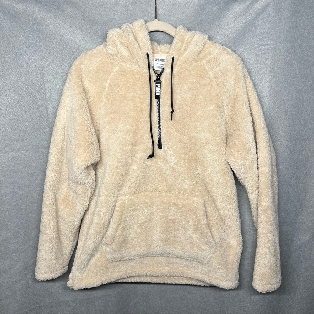 Pink Victoria Secret Fleece Hooded Pullover Size Small